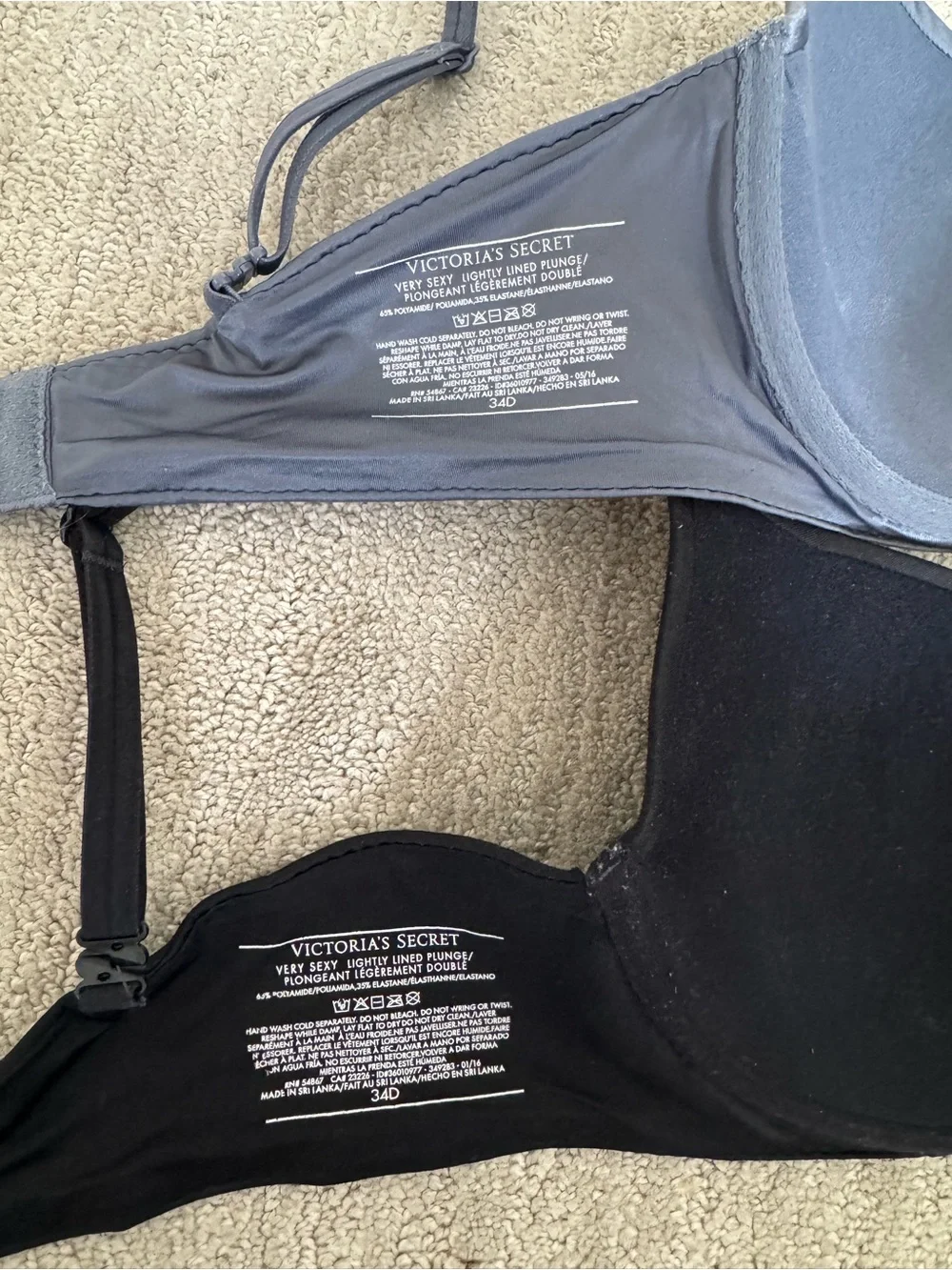 Victoria's Secret Smooth Padded Bras in Black and Gray-Blue - Picture 3 of 4